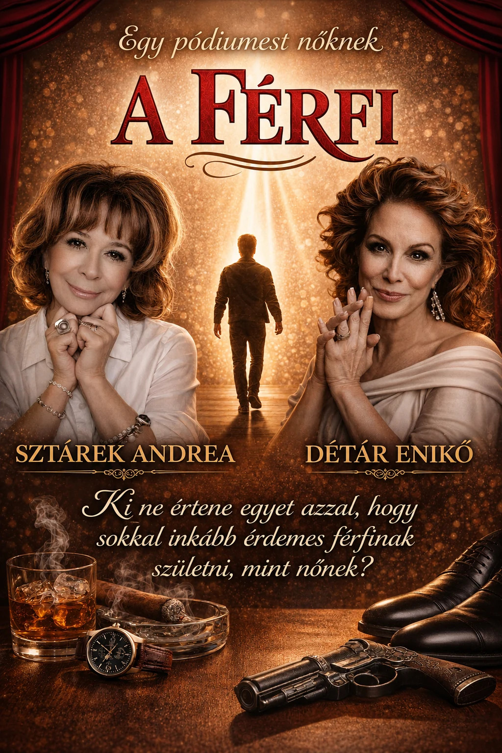 A férfi – Détár Enikő és Sztárek Andrea zenés pódiumestjének plakátja
