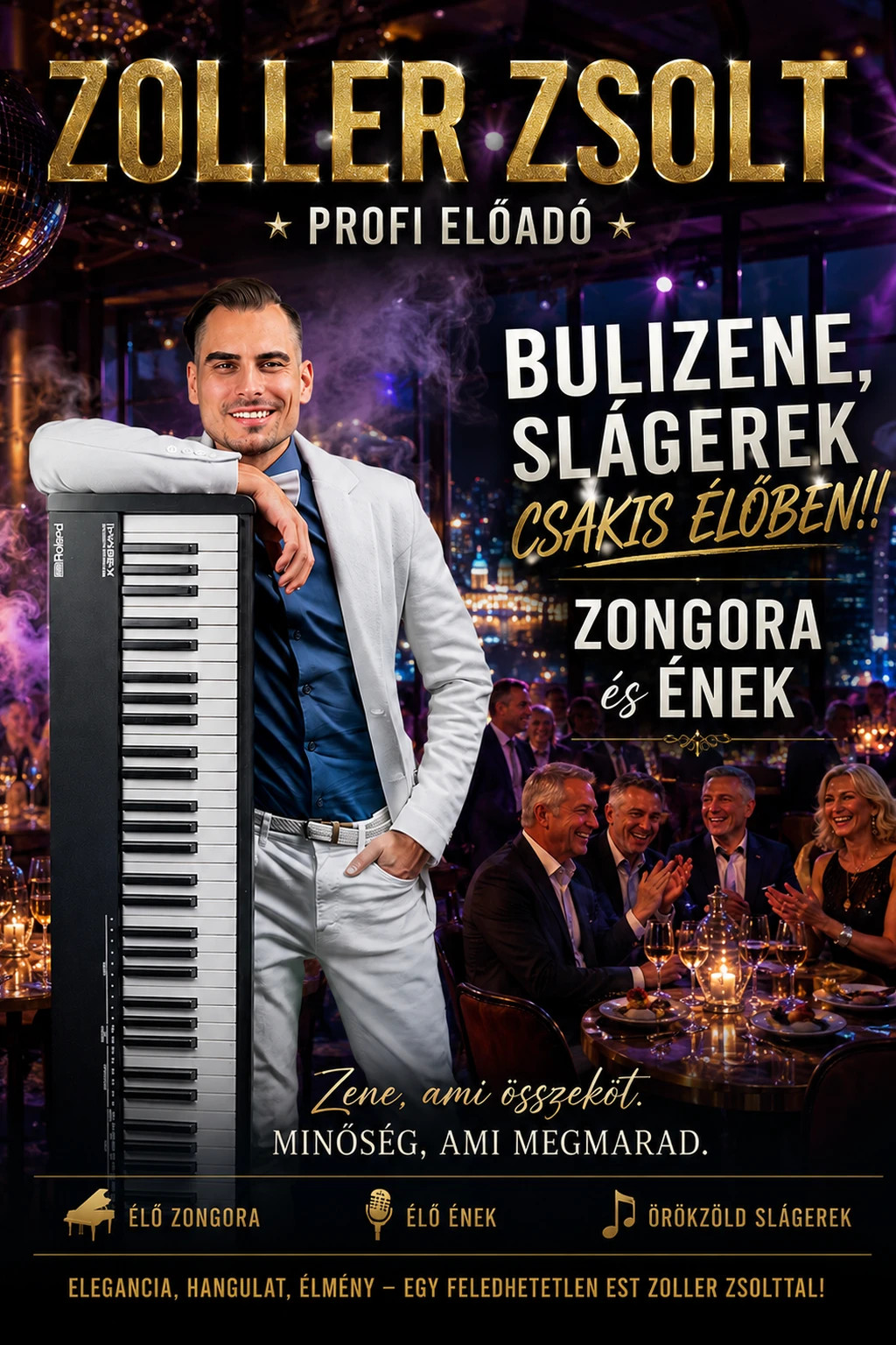Zoller Zsolt zongora és ének műsorának plakátja