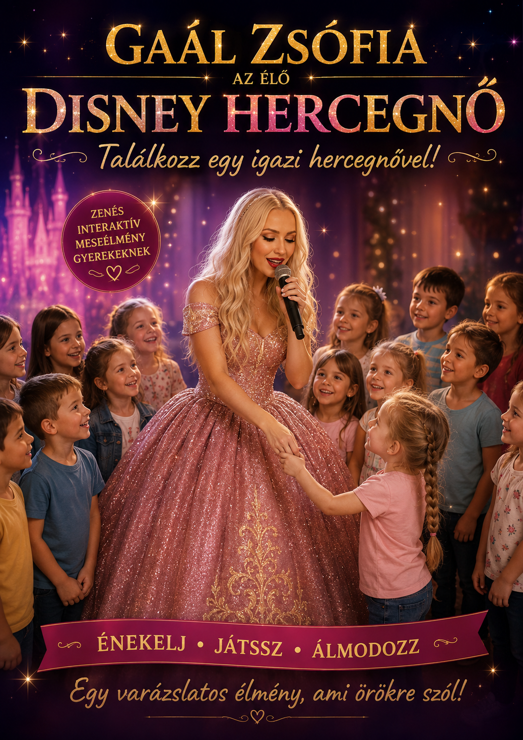Gaál Zsófia – Interaktív mesejáték Disney-dalokkal, élő gyermekműsor plakátja