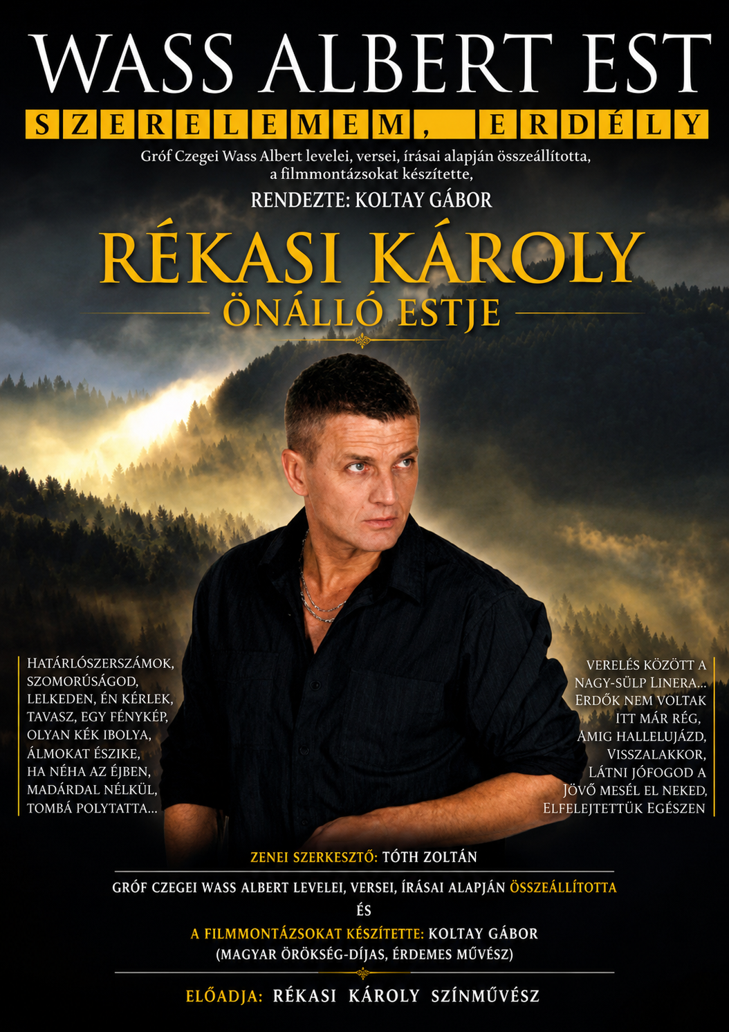Szerelmem, Erdély — Wass Albert-est plakát