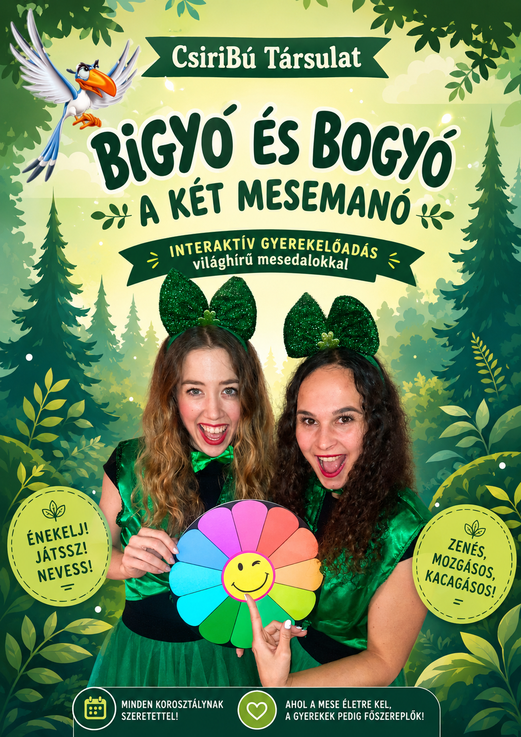 Bigyó és Bogyó – A két mesemanó, CsiriBú Társulat interaktív gyerekelőadása, plakát