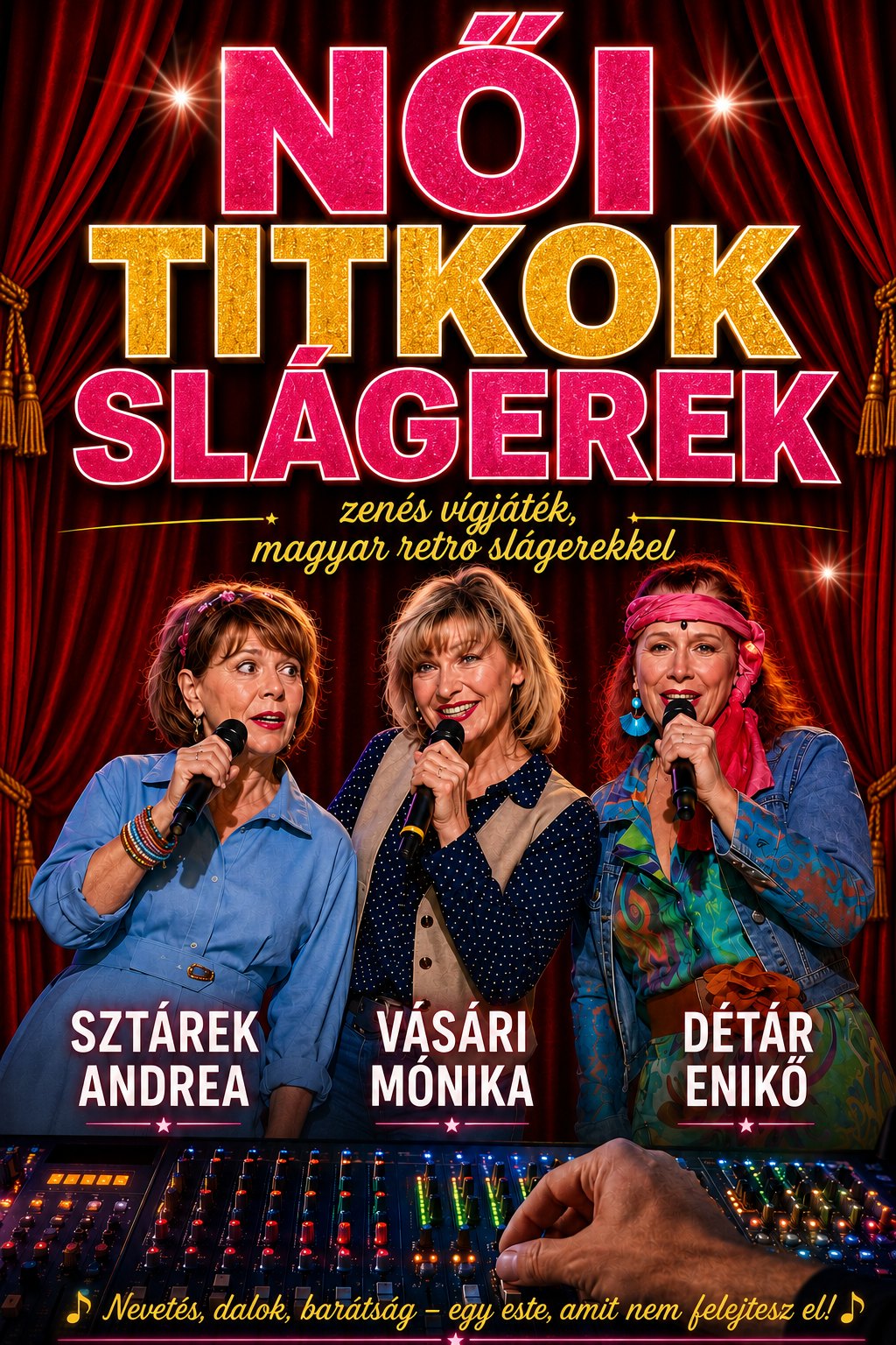 Női titkok slágerek – Détár Enikő, Sztárek Andrea, Vásári Mónika közös produkciójának plakátja