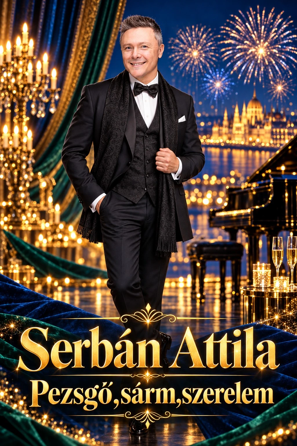 Serbán Attila — Pezsgő, sárm, szerelem – szilveszteri műsor – plakát